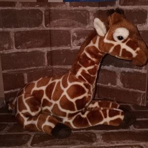 FAO Schwarz Giraffe  Plush Brown Tan Stuffed Animal Realistic Soft 12"x14"